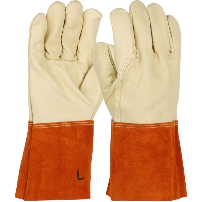 Glove, Premium Top Grain Cowhide Leather MIG Welder, Kevlar® Stitching, 4 in Band Top Cuff, Large, 12 pair per dozen