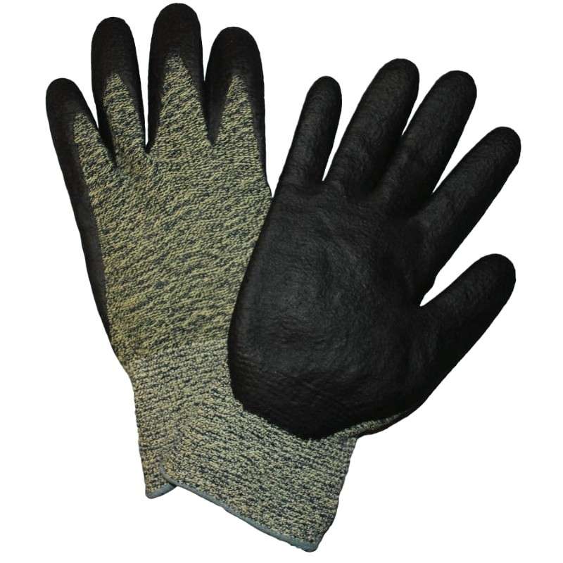 Gloves, Black Foam Nitrile Palmcoated Aramid/Polyamide, Large, 12 pair per dozen