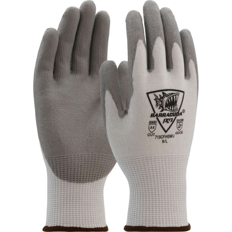 Gloves, Barracuda Gray Polykor Seamless Knit, Polyurethane Palm Medium, 12 pair pr dozen