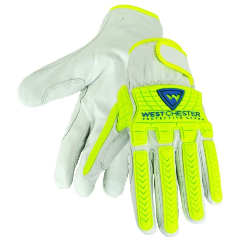 Gloves, Premium Goatskin, Drivers, Hi Vis Impact Protection, XLarge, 6 pair per bag