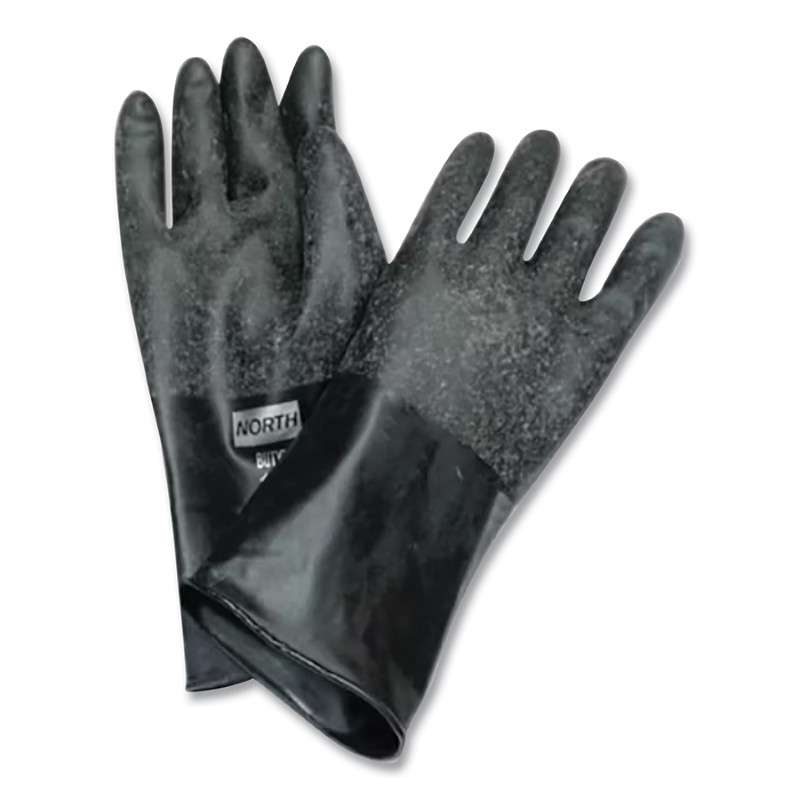 Rubber Butyl Gloves Rough Grip, Xlarge 14 mil, 6 pair per bag