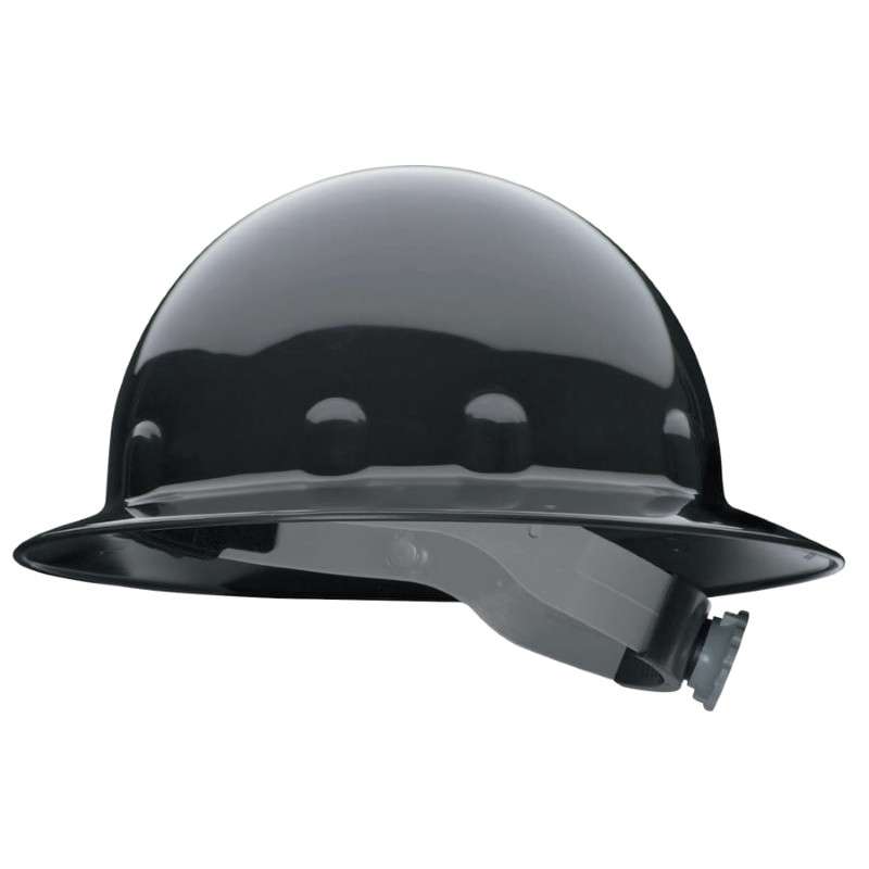 Hardhat, Full Brim, Smooth, Thermoplastic, Type I with 3-R Ratchet Headband Black