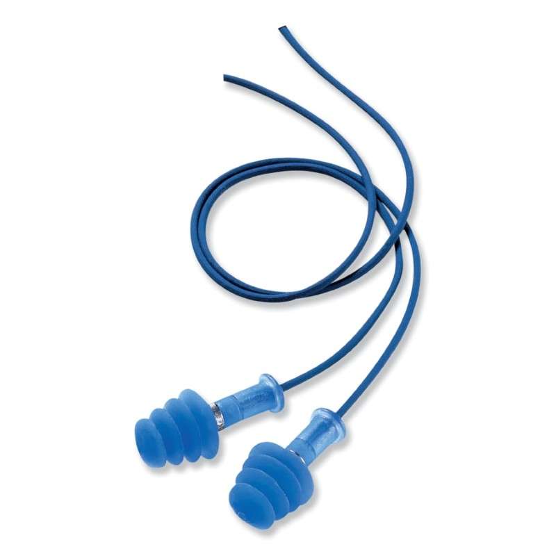 Earplugs, Metal Detectable, Disposable PVC Foam Corded, 100 pair per box, 10 boxes per case
