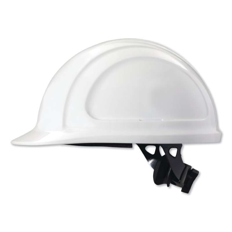 Hardhat, N10 Zone Type I Cap Style with HDPE Shield, Wheel Ratchet Adjustment, White 12 per pack