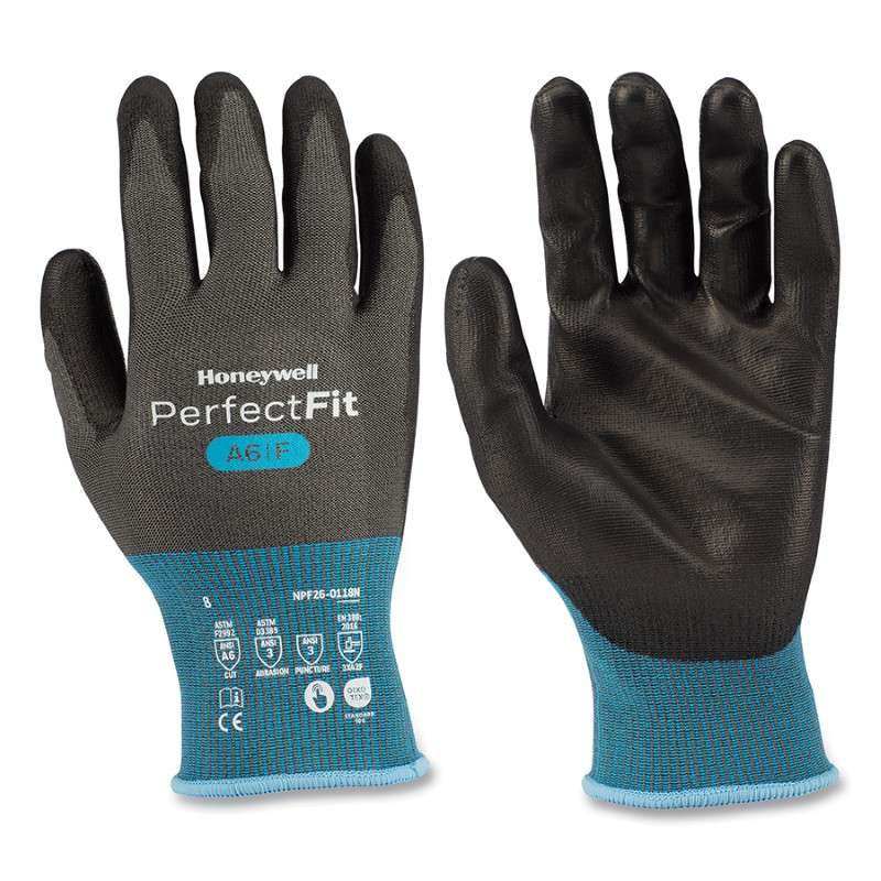 Seamless Knit A6 Engineered Yarn Glove with Polyurethane Coated Grip on Palm & Fingers - Touchscreen - ESD Safe, 18 Gauge, A6/F10, XL