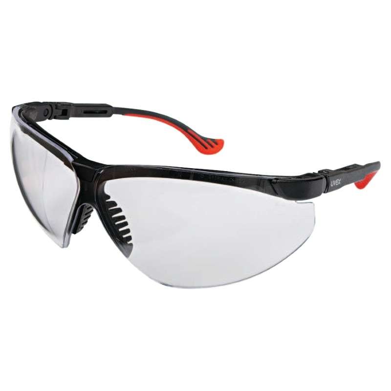 Glasses, Ultra Dura Hardcoat, Two Shot, Safety Glasses, Black Frame Clear Lens