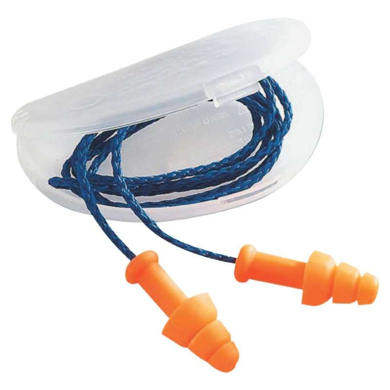 Earplugs, White Cotton Cord Attached, Smart Fit, 100 pair per box