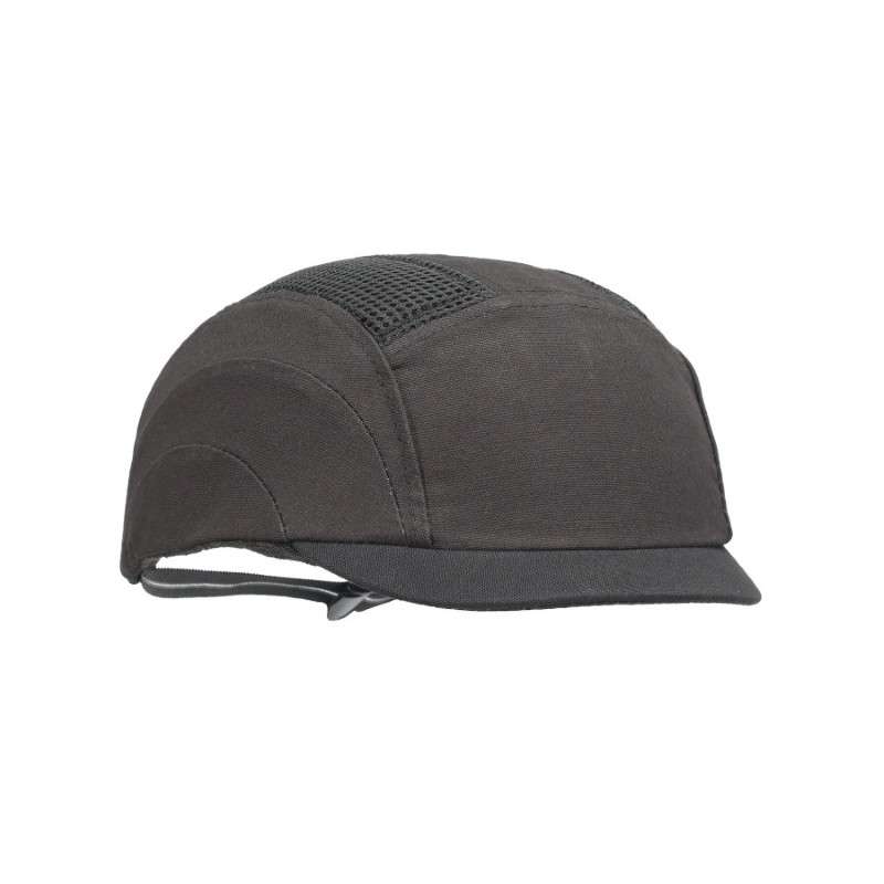 Essentials Baseball Style Bump Cap, with HDPE Liner, Micro 1.00 in Brim, Hi-Vis Black, 20 per case