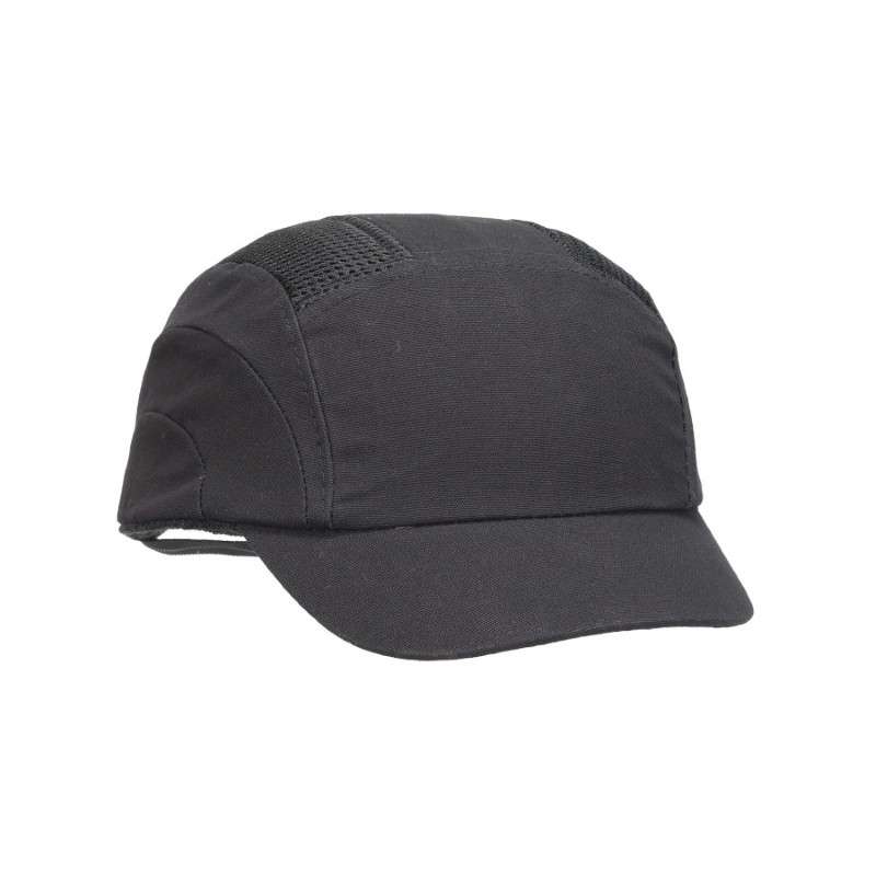 Essentials Baseball Style Bump Cap, with HDPE Liner, Short 2.00 in Brim, Hi-Vis Black, 20 per case