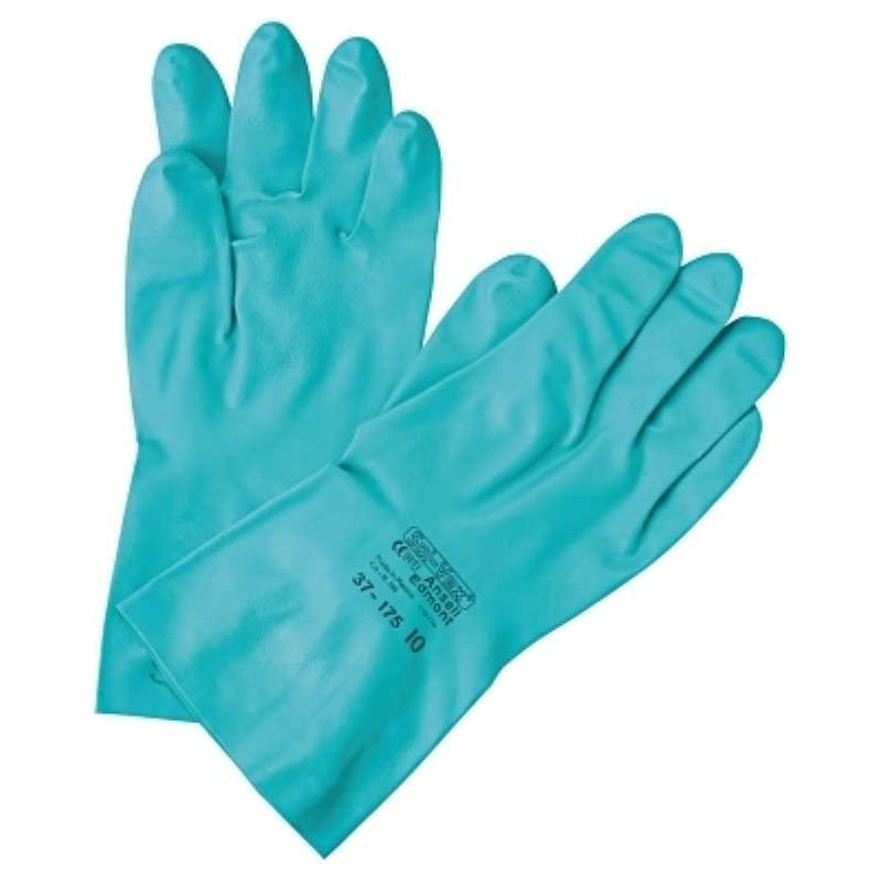 Gloves, 37-175, Nitrile, 17 mil, Sandpatch Grip, Gauntlet Cuff, Green, X-Large
