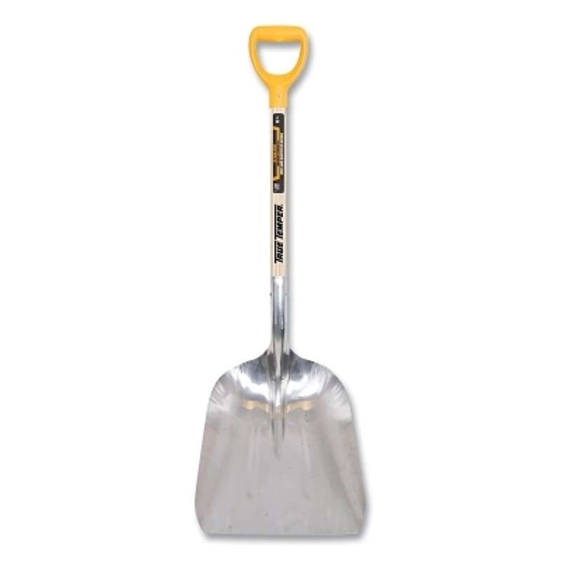 Scoop, Aluminum, Square Point, 15.25"W x 46"L, Hardwood D-Grip Handle