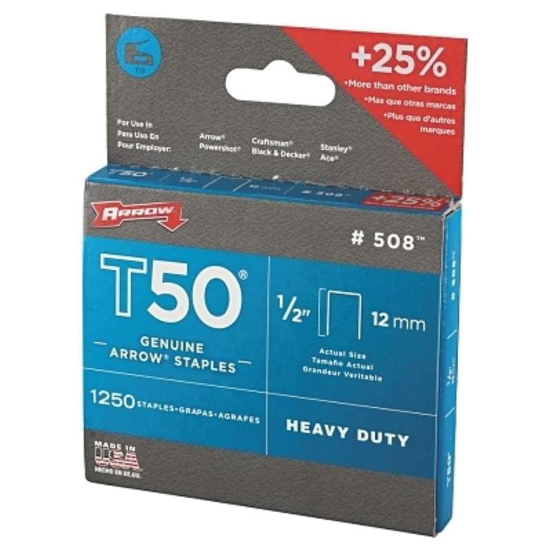 Staples, T50, Heavy-Duty, 1/2" x 3/8", 1250/Package