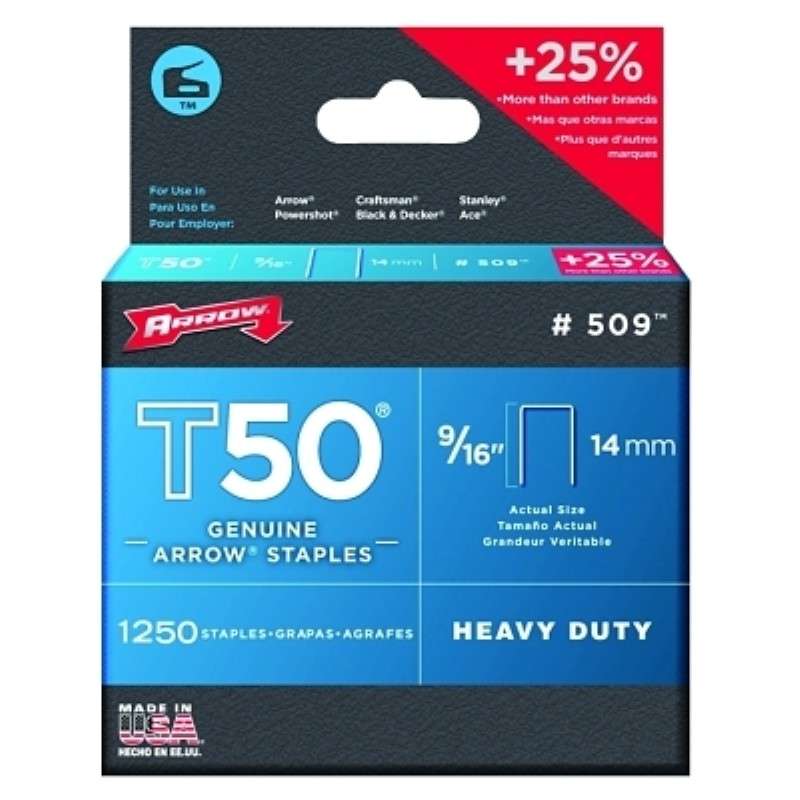 Staples, T50, Heavy-Duty, 9/16" x 3/8", 1250/Package