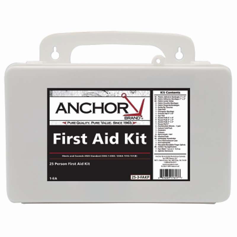 First Aid Kit, 25 Person, ANSI 2003, Plastic Case