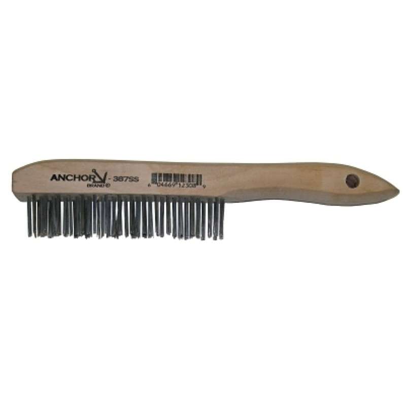 Brush, Hand Scratch, 4 x 16 Rows, Stainless Steel Bristles, Shoe Wood Handle