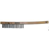 Brush, Hand Scratch, 3 x 19 Rows, Carbon Steel Bristles, Curved Wood Handle redirect to product page