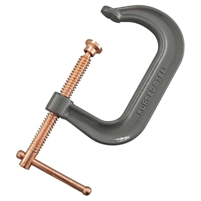 C-Clamp, Drop Forged, Sliding Pin Handle, 3-1/4" Throat Depth, 4" OAL