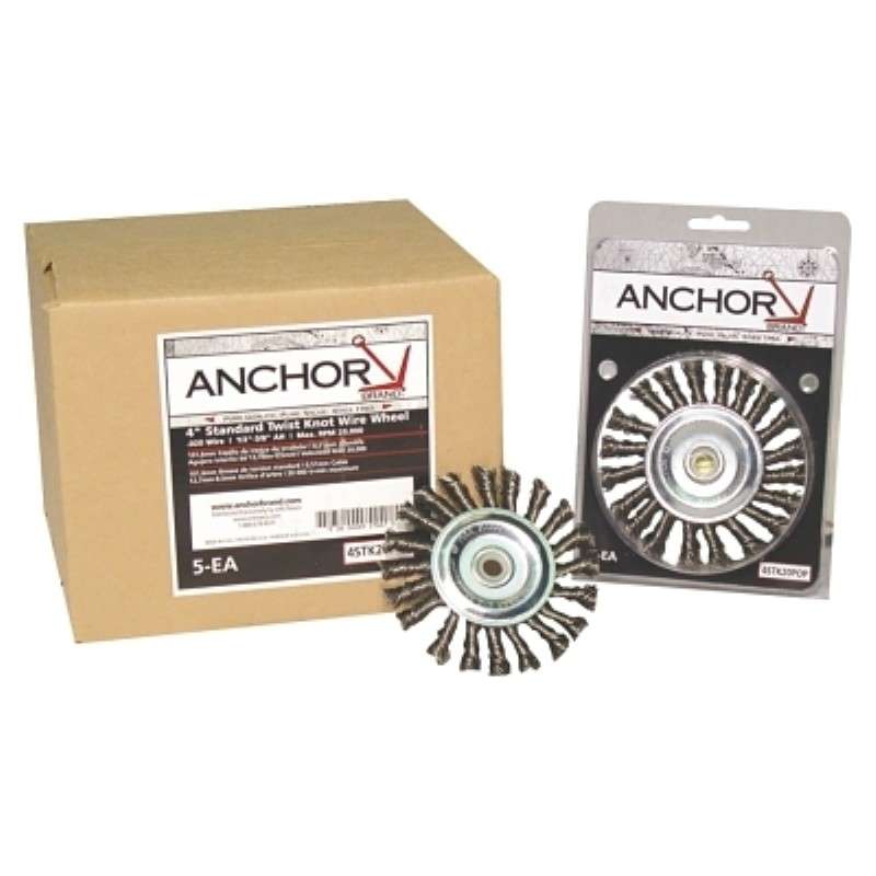 Brush, Knot Wheel, 4" Dia, 5/8" - 11 Arbor, 0.014" Stainless Steel Wire