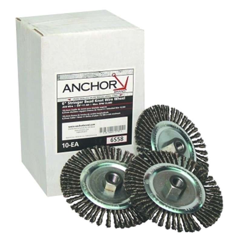 Wheel Brush, Stringer Bead, 6" Dia, 5/8" - 11 Arbor, 0.02", Carbon Steel