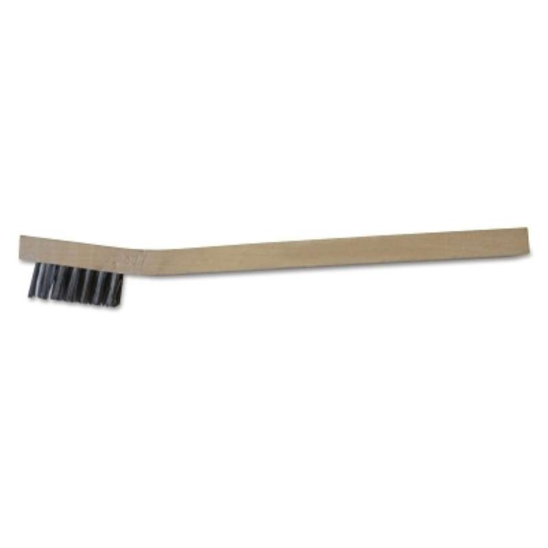 Brush, Inspection, 3 x 7 Rows, Stainless Steel Bristles, Curved Wood Handle