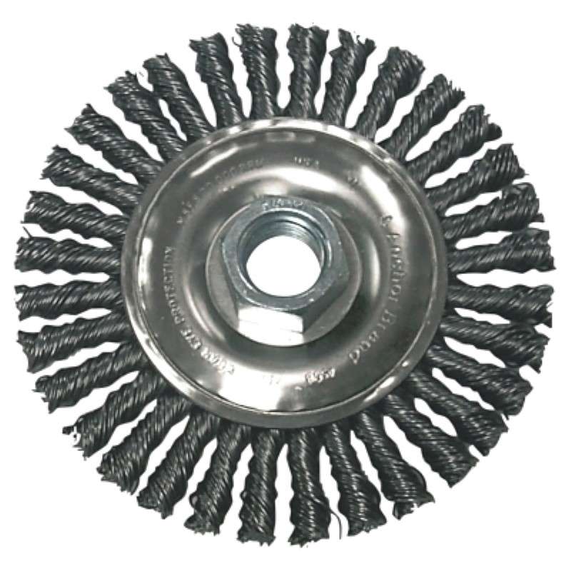Wheel Brush, Stringer Bead, 4" Dia, 5/8" - 11 Arbor, 0.02", Carbon Steel