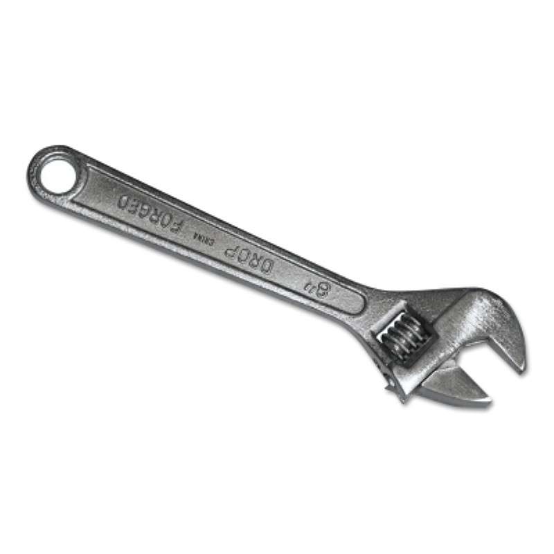 Adjustable Wrench, 15deg, 1-1/8" Opening, Chrome, Standard (SAE), 8" OAL