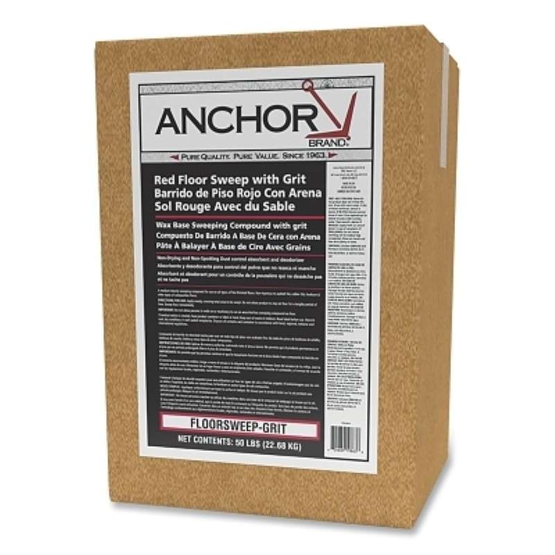 Floor Sweeping Compound, Oil-Based, Sanded, Grit, Red, 50lb/Box