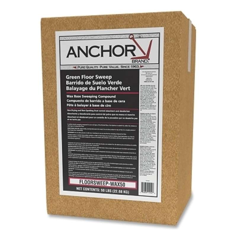 Floor Sweeping Compound, Wax-Based, Non-Sanded, Green, 50lb/Box