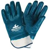 Gloves, Predator, Nitrile Coated, 11" L, Safety Cuff, Jersey Lining, Blue, Large, 12/Pack redirect to product page