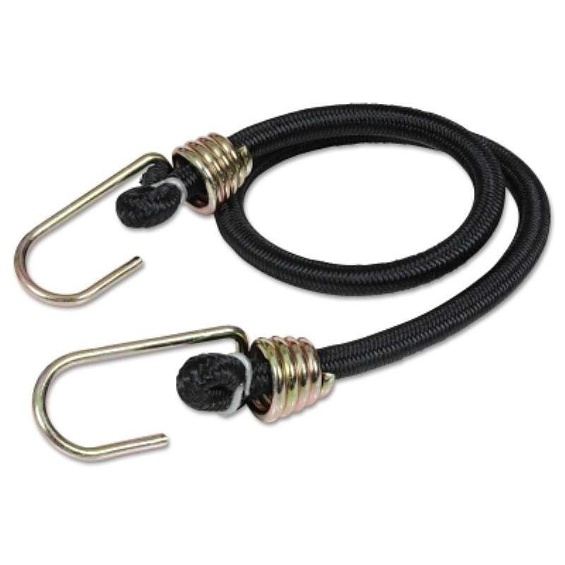 Bungee Cord, 24", Heavy Duty, Corrosion Resistant Dichromate Hook, Black