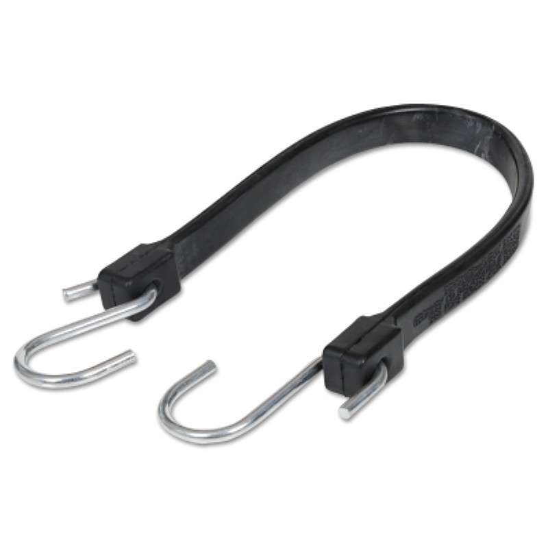 Rubber Strap, 19" OAL, EPDM, Zinc-plated Steel Hooks, Black