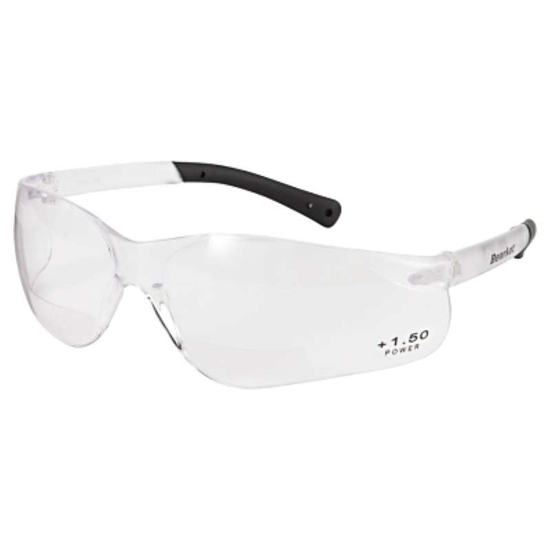 Safety Glasses, BearKat, Duramass Hard Coat, Polycarbonate, Magnifier 1.5 Clear, Large
