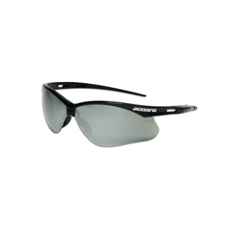 Safety Glasses, Smoke Mirror, Poly Lens, Hardcoat Anti-Scratch, Half-Frame