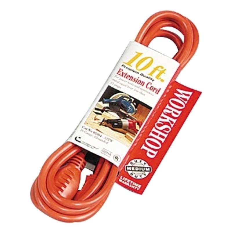 Outdoor Extension Cord, 10', 16/3 AWG, STW, Non-Lit Ends, 125V, Orange, 24/Pkg