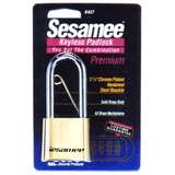 Padlock, Sesamee, Keyless, 5/16" Shackle Dia, 2-1/4" L x 1" W, Brass, Carded redirect to product page