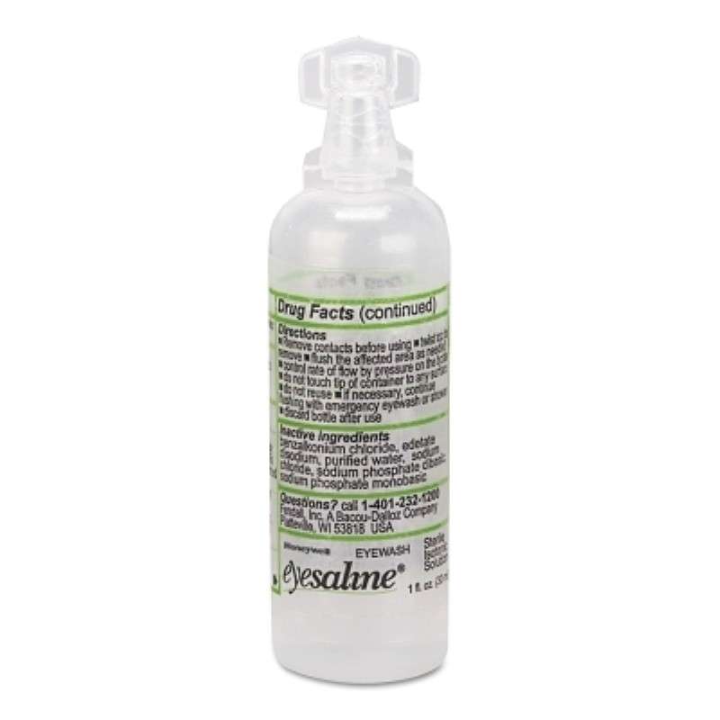 Eye Wash, Eyesaline, Sterile Solution, Portable, White, 1 oz, Bottle, 24/Case