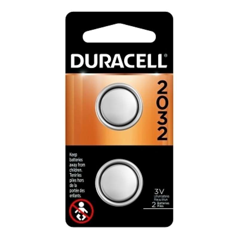 Batteries, Model CR 2032, Bitter Coating, Lithium, 2/Pkg