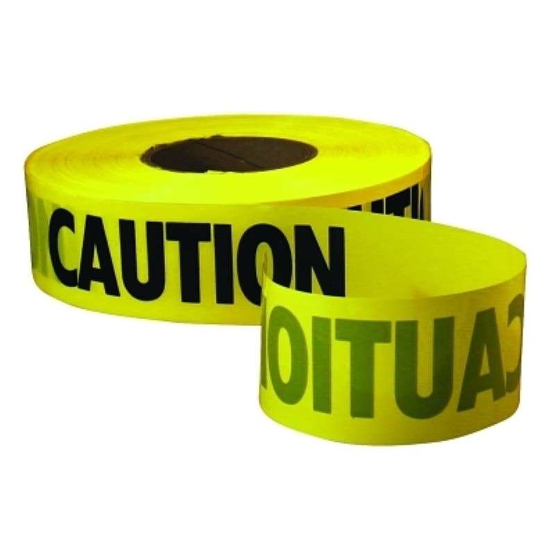 Premium Barricade Tape, "Caution/Cuidado", Yellow/Black, 3" W x 1000' L