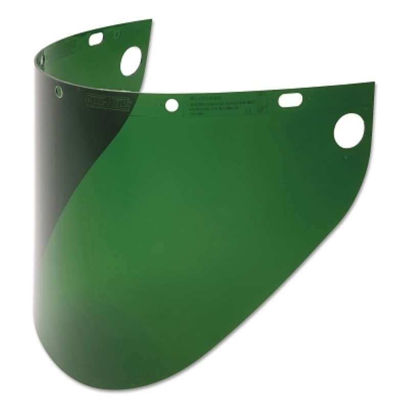 Safety Visor, Extended View, Dark Green, 0.060", 19-3/4" W x 9" H
