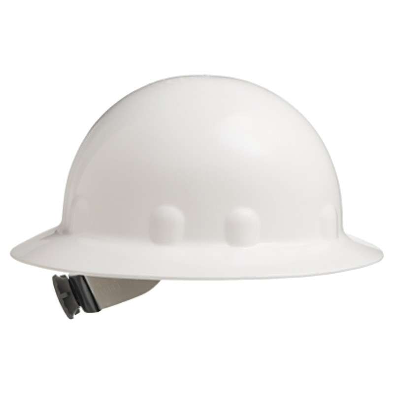 Hard Hat, Full Brim, Thermoplastic, White, 8pt Ratchet, E1RW Series