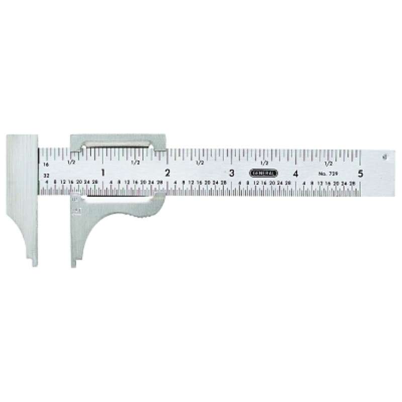 Slide Caliper, Stainless Steel, 0 to 4-Inch Range, Inside and Outside Measurement