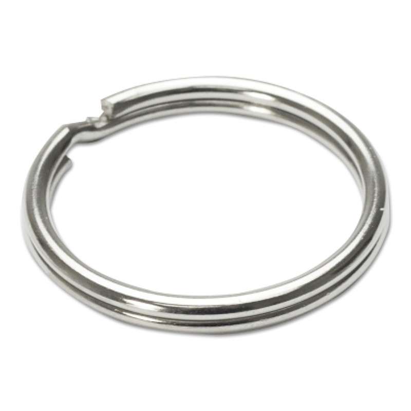 ID Split Key Ring, 1" Inner Diameter, Spring Tempered Steel, Metal