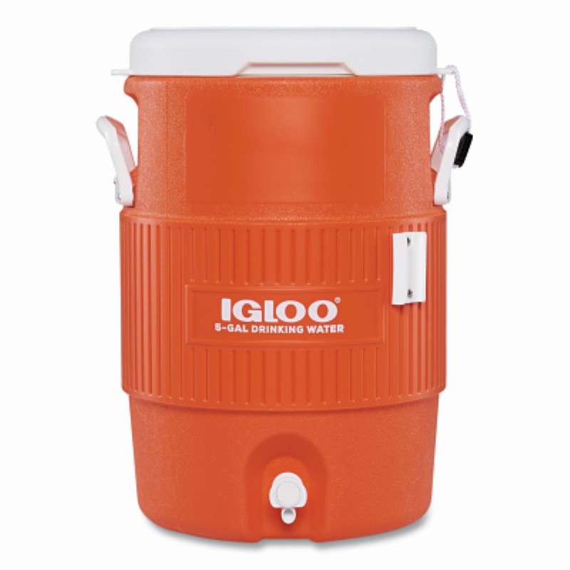 Water Jug, Seat Top, No Cup Dispenser, Reinforced Handles, 5 Gallon, Orange