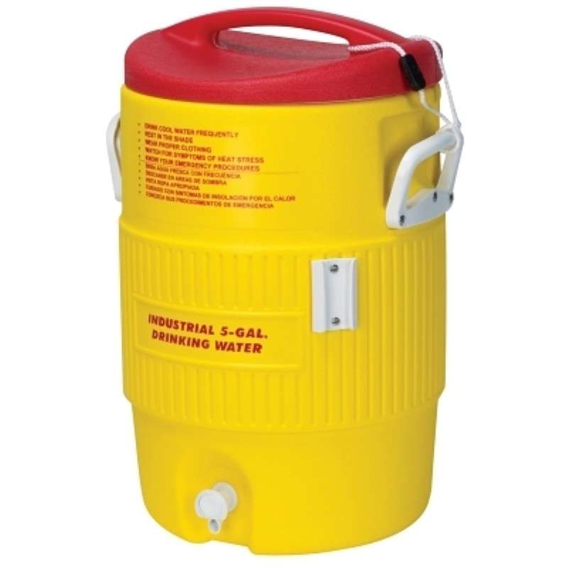 Water Cooler, Heat Stress Solution, Plastic, 5 Gallon, Red/Yellow