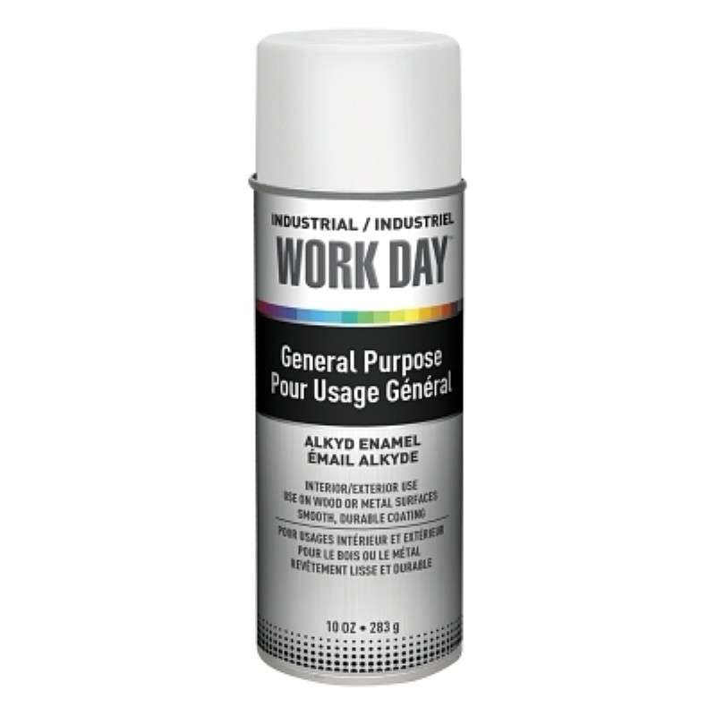 Enamel Paint, 10 oz, Aerosol Can, Gloss, White, Industrial Work Day Series