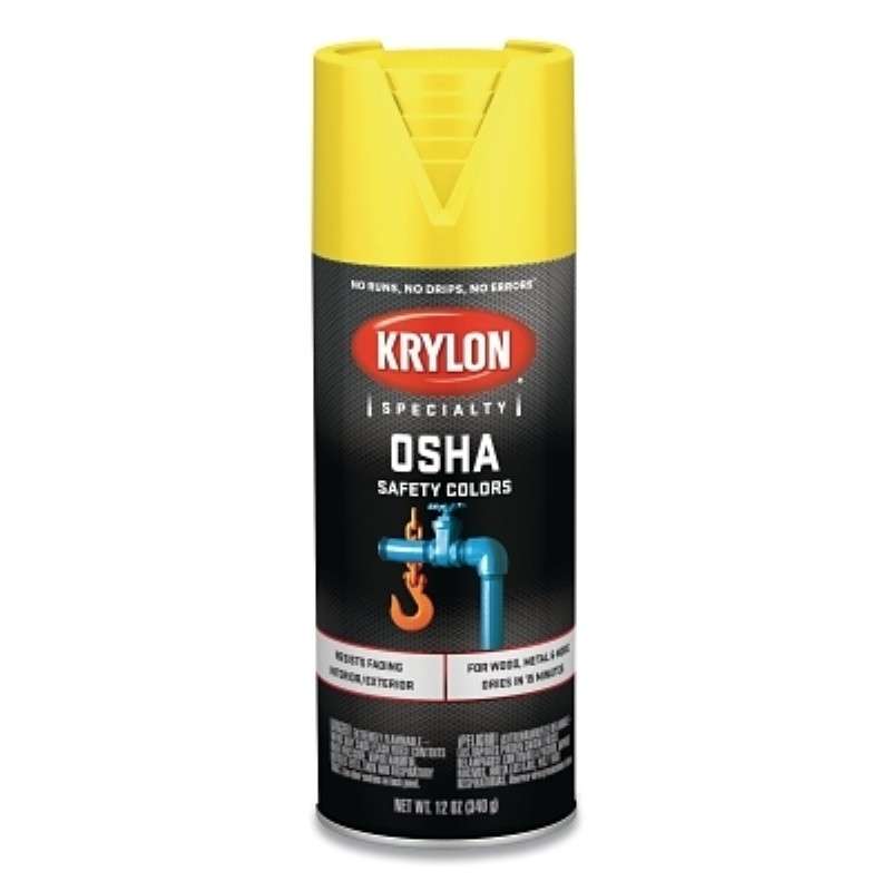 Spray Paint, 12 oz, Aerosol Can, Gloss, Safety Yellow, OSHA Series