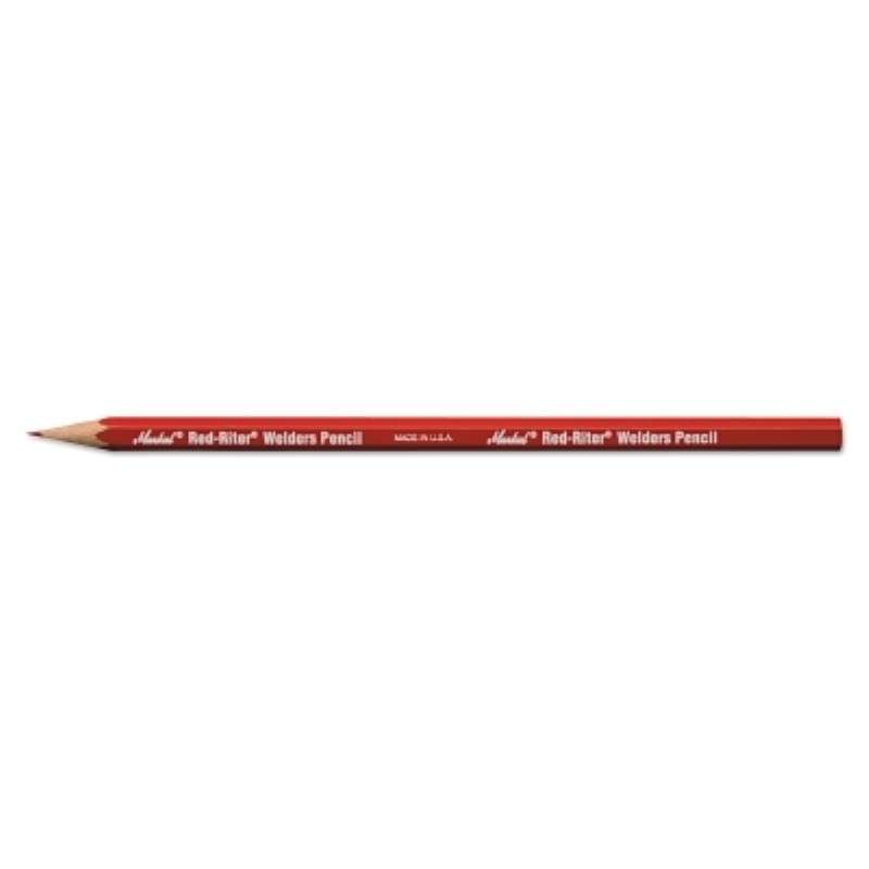 Welder Pencil, Red-Riter, Semi-Permanent, Scratch, Red, Pack of 12