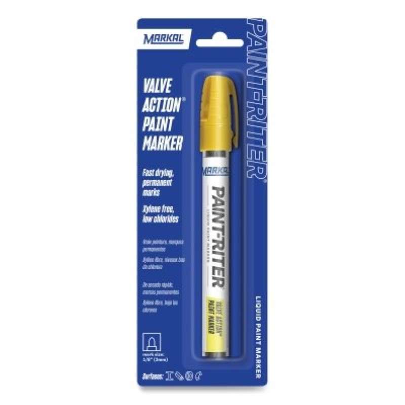 Paint Marker, Paint-Riter, Valve Action, Yellow, 1/8" Bullet Tip, Carded Pack