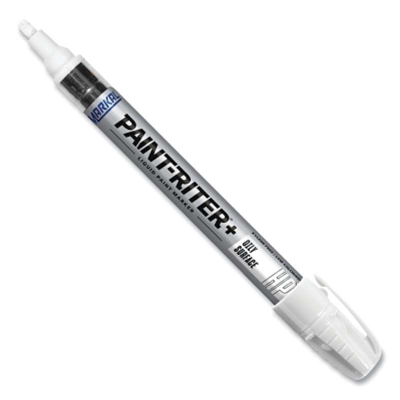 Liquid Paint Marker, Paint-Riter+, Oily Surface, White, 1/8" Round Bullet Tip