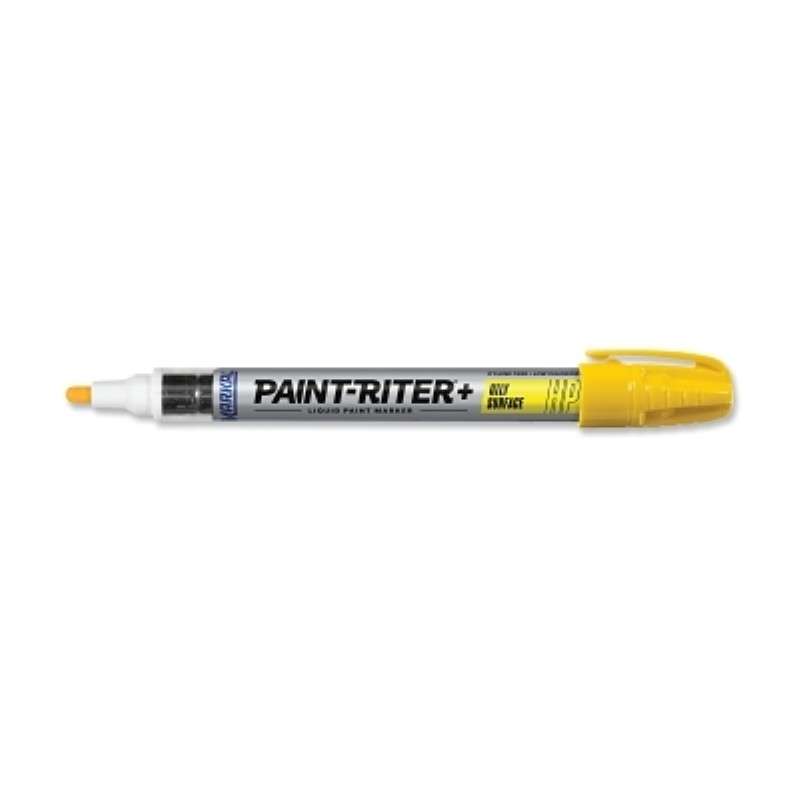 Liquid Paint Marker, Paint-Riter+, Oily Surface, Yellow, 1/8" Round Bullet Tip
